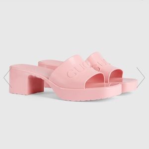 Pink Gucci Rubber Slide Sandal